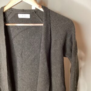 Oak + Fort Sz S Dark Green Open Cardigan